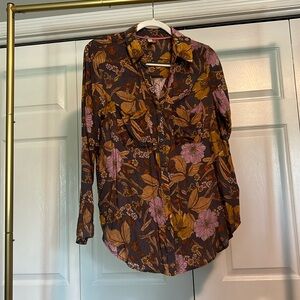 Pilcro Floral Print Top Anthropologie